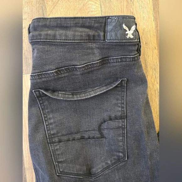 American Eagle Women's 16 Black Jeans Super Stretch Super High Rise Jeggings - Picture 4 of 12